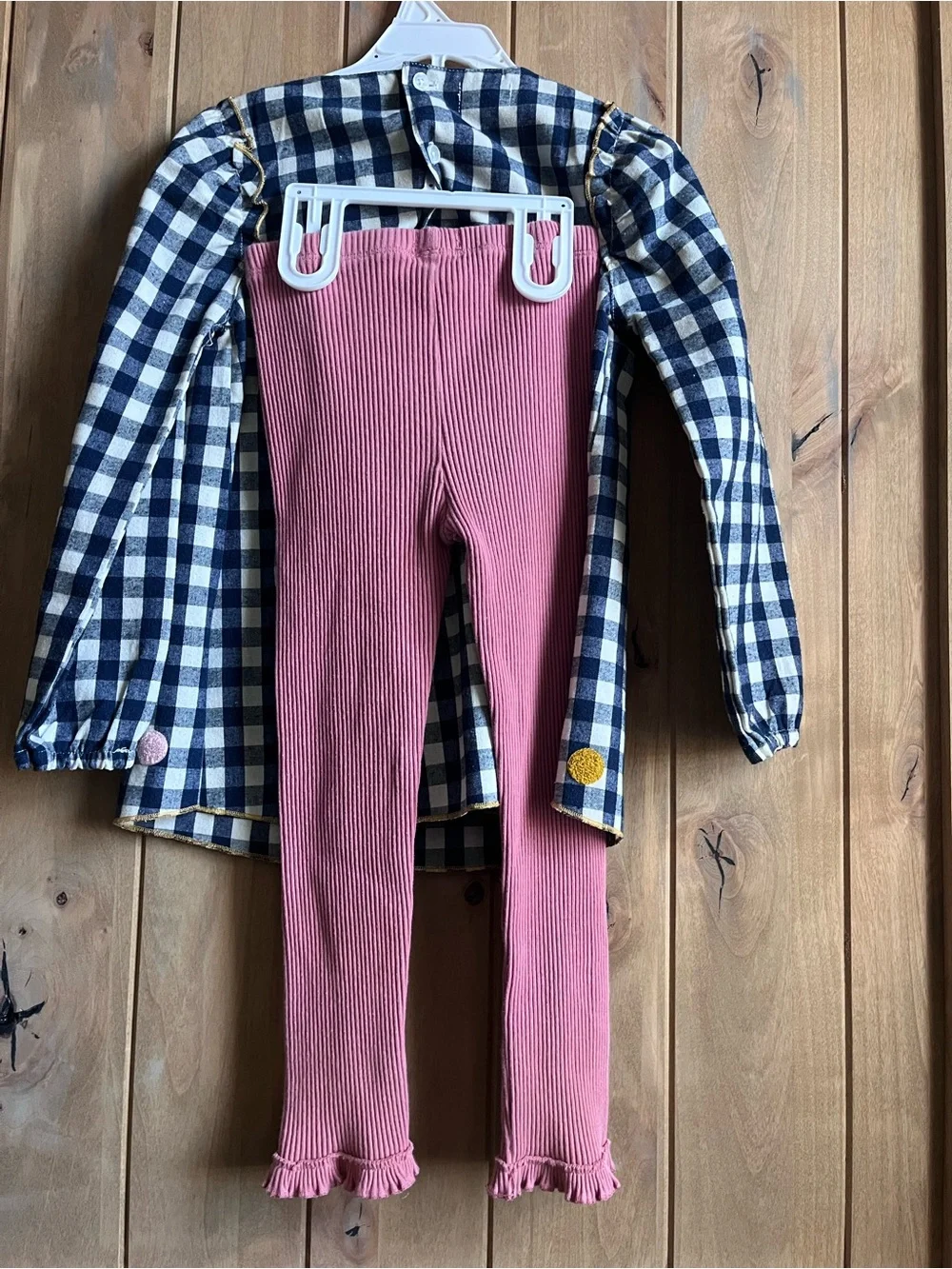 Mud Pie Navy and White Gingham flowy top with pink matching pants - size 5T